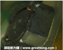 使用銀(Ag)鍍層的電源電感器(Power Inductors)，經(jīng)過(guò)推力測(cè)試后，零件端點(diǎn)上已經(jīng)看不到任何鍍層的痕跡了，所以其耐推力就比較小。