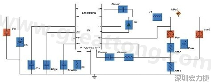 參考圖1的電流通路：把FET在導(dǎo)通狀態(tài)下流經(jīng)的通路標(biāo)記為紅色；把FET在關(guān)斷狀態(tài)下的迴路標(biāo)記為綠色。