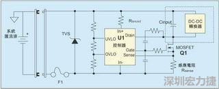 圖1：一個(gè)簡(jiǎn)單的-48V熱插拔電路。