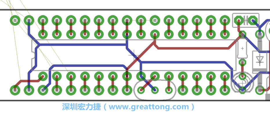 如果可以的話盡量讓接地線保持在電路板的背面，這樣它們就可以在可能范圍內(nèi)和最大的接地面連結(jié)在一起。