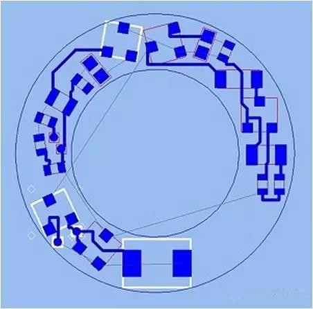 (b)基于最佳形狀的自動(dòng)布線器(完成了56.3%的導(dǎo)線布線)；